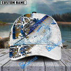 BlueJose Fishing Compass Vintage Art Splash Design Personalized Cap (13 Breeds)