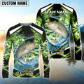 BlueJose Striped Bass Fishing Green Happy Hook Design Name & Team Name 3D Shirts