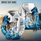 BlueJose Customize Name Walleye Fishing Water & White 3D Shirts