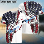 BlueJose Walleye Fishing Angler American Flag Customize Name All Over Printed   Shirts