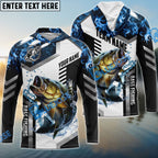 BlueJose Bass Fishing Blue Flame Sport Custom Name & Team Name Shirts