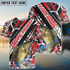BlueJose Crappie Fishing Red Grunge Camo Custom Name & Team Name 3D Shirts