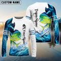 BlueJose Customize Name Mahimahi Fishing Water & White 3D Shirts