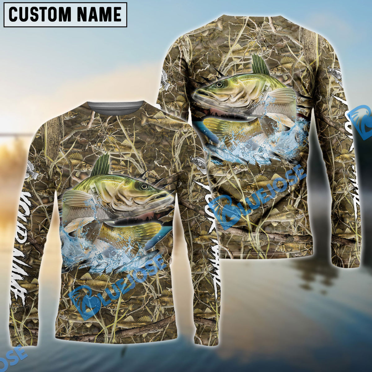 BlueJose Walleye Fishing Camouflage Custom Name Shirts