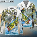 BlueJose Bass Fishing Scale Pattern Splash Art Custom Name & Team Name 3D Shirts