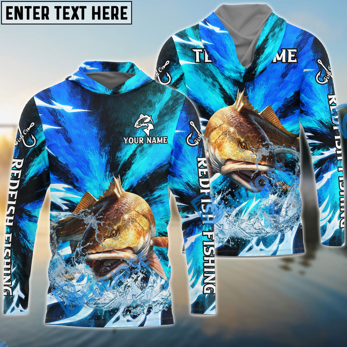 BlueJose Redfish Fishing Sharp Strike Custom Name & Team Name 3D Shirts