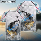 BlueJose Crappie Fishing White Fin Water Silhouette Sport Custom Name & Team Name 3D Shirts