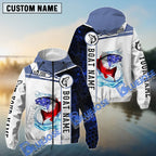 BlueJose Redfish Fishing Blue Camo American Flag Custom Name & Boat Name 3D Shirts