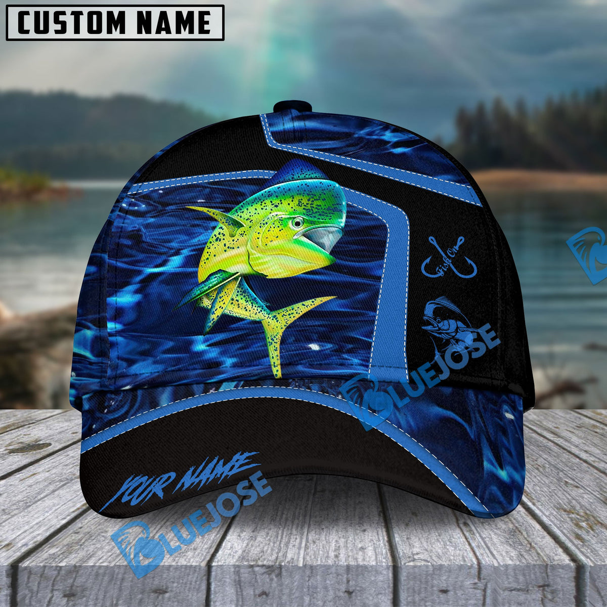 BlueJose Fishing Blue Water Outdoor Personalized Name Classic 3D Cap (13 Breeds)