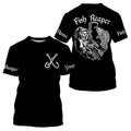 BlueJose Black Fish Reaper Fish On Fish Skeleton Customize Name Fishing Shirt