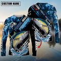BlueJose Tuna Fishing Blue Smoke Water Pattern Custom Name & Team Name 3D Shirts