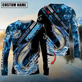 BlueJose Marlin Fishing Blue Smoke Water Pattern Custom Name & Team Name 3D Shirts