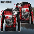 BlueJose Catfish Fishing Black Canada Flag Sport Custom Name & Team Name 3D Shirts