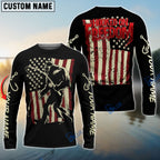 BlueJose Bigfoot Fishing American Flag Custom Long Sleeve Fishing Shirts