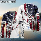 BlueJose Walleye Fishing Angler American Flag Customize Name All Over Printed   Shirts