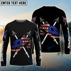 BlueJose Bowfishing American Flag Custom Long Sleeve Fishing Shirts