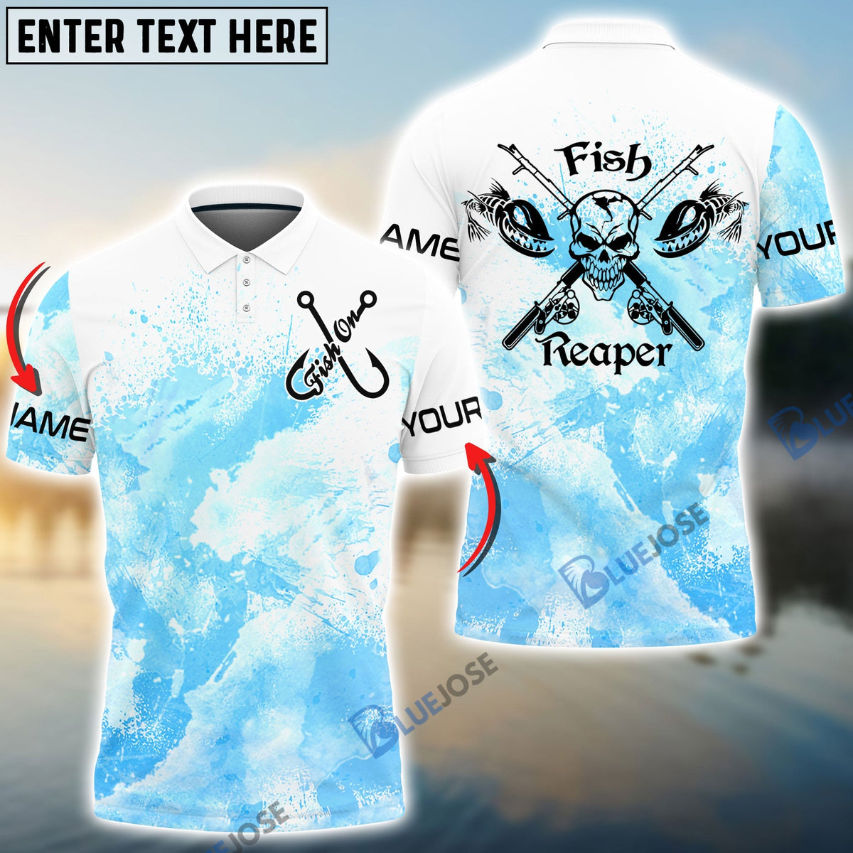 BlueJose Fish On Fish Reaper Custom Name 3D Fishing Shirts