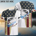 BlueJose Chinook King Salmon American Flag Custom Long Sleeve Fishing Shirts, Patriotic Fishing Gifts