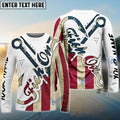 BlueJose American Flag Fish On Patriotic Fishing 3Dfish  Long Sleeve Shirts Custom Name  Quick Dry