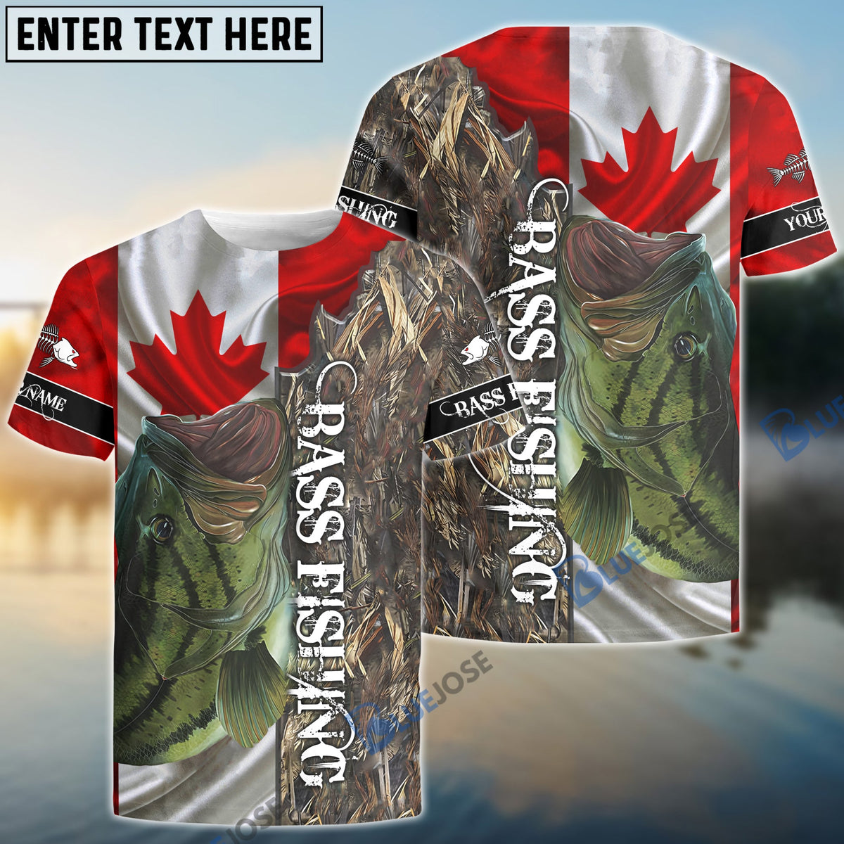 BlueJose Bass Fishing Canada Flag Custom Name All Over Print Shirts - Personalized Fishing Gift
