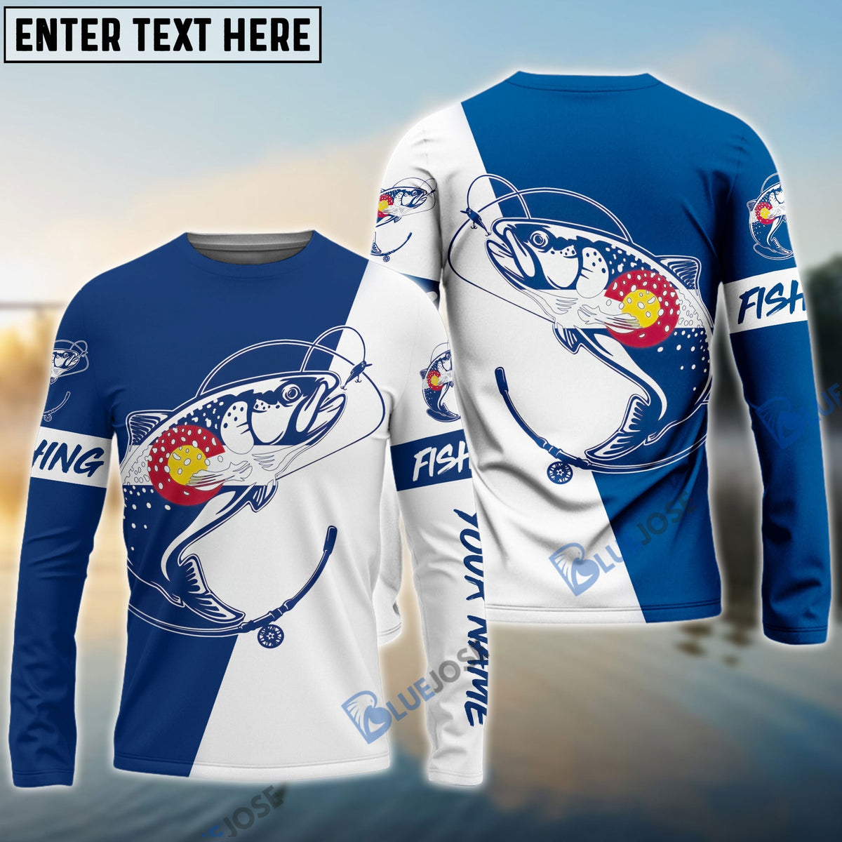 BlueJose Colorado Trout Fishing Custom Long Sleeve Performance Fishing Shirts, Co Trout Shirts