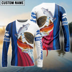 BlueJose Texas Slam Flag Patriotic Redfish, Trout, Flounder Fishing Custom   Long Sleeve