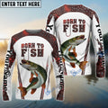 BlueJose "Born To Fish" Musky Fishing Red Camo Custom Name   Long Sleeve Fishing Shirts