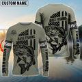 BlueJose Bass Hunter Fishing American Flag Custom    Long Sleeve Fishing Shirts