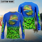 BlueJose Custom Mahi Mahi Fishing Green Camo Fishing Jersey, Dorado Saltwater Fishing Long Sleeve Shirts