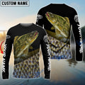 BlueJose Custom Walleye Fishing Jerseys, Personalized Walleye Fishing Scales Fishing Long Sleeve Shirts