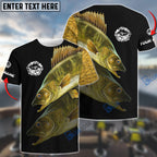 BlueJose Personalized Walleye Fishing Custom Name 3D Shirts
