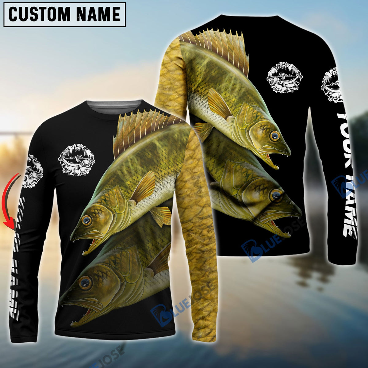 BlueJose Personalized Walleye Fishing Custom Name 3D Shirts