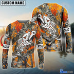 BlueJose Orange Camo Fish Hook Skull Custom Name Windbreaker Jacket