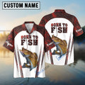 BlueJose "Born To Fish" Walleye Fishing Red Camo Custom Name 3D Shirt
