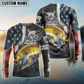 BlueJose Walleye Fishing American Flag Patriotic Custome Name 3D Shirts