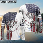 BlueJose Bass Fishing American Flag Personalized Patriotic Bass Fishing Shirt