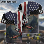 BlueJose Flathead Catfish Fishing American Flag Personalized Long Sleeve Performance Fishing Tournament Shirts