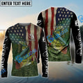 BlueJose Largemouth Bass Fishing 3D American Flag Patriotic Customize Name Fishing Shirts