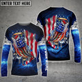 BlueJose Bass Fishing 3D American Flag Patriotic Customize Name All Over Print Shirt