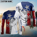BlueJose Texas Bass Fishing Texas Flag Custom Long Sleeve Fishing Shirts