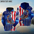 BlueJose Bass Fishing American Flag Patriotic Custom Name 3D Hoodie