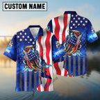 BlueJose Bass Fishing American Flag Patriotic Custom Name 3D Shirts