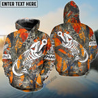 BlueJose Orange Camo Fish Hook Skull Custom Name Windbreaker Jacket