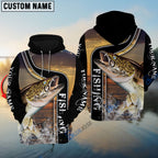 BlueJose Walleye Fishing Sunset Custom Name 3D Shirt
