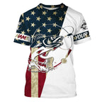 BlueJose Walleye Fishing American Flag Custom Long Sleeve Fishing Shirts, Personalized Patriotic Fishing Gifts  Clothing