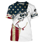 BlueJose Personalized Rainbow Trout Fishing American Flag Long Sleeve Fishing Shirts, Patriotic Fishing Gifts