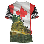 BlueJose Walleye Fishing 3D Canada Flag Patriot Custom Name 3D Shirts