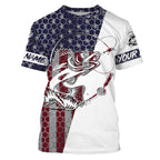 BlueJose Walleye Fishing American Flag Custom Long Sleeve Performance Fishing Shirts, Personalized Patriotic Fishing