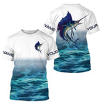BlueJose Personalized Sailfish Saltwater Performance Fishing Shirts, Custom Sailfish Tournament Shirts