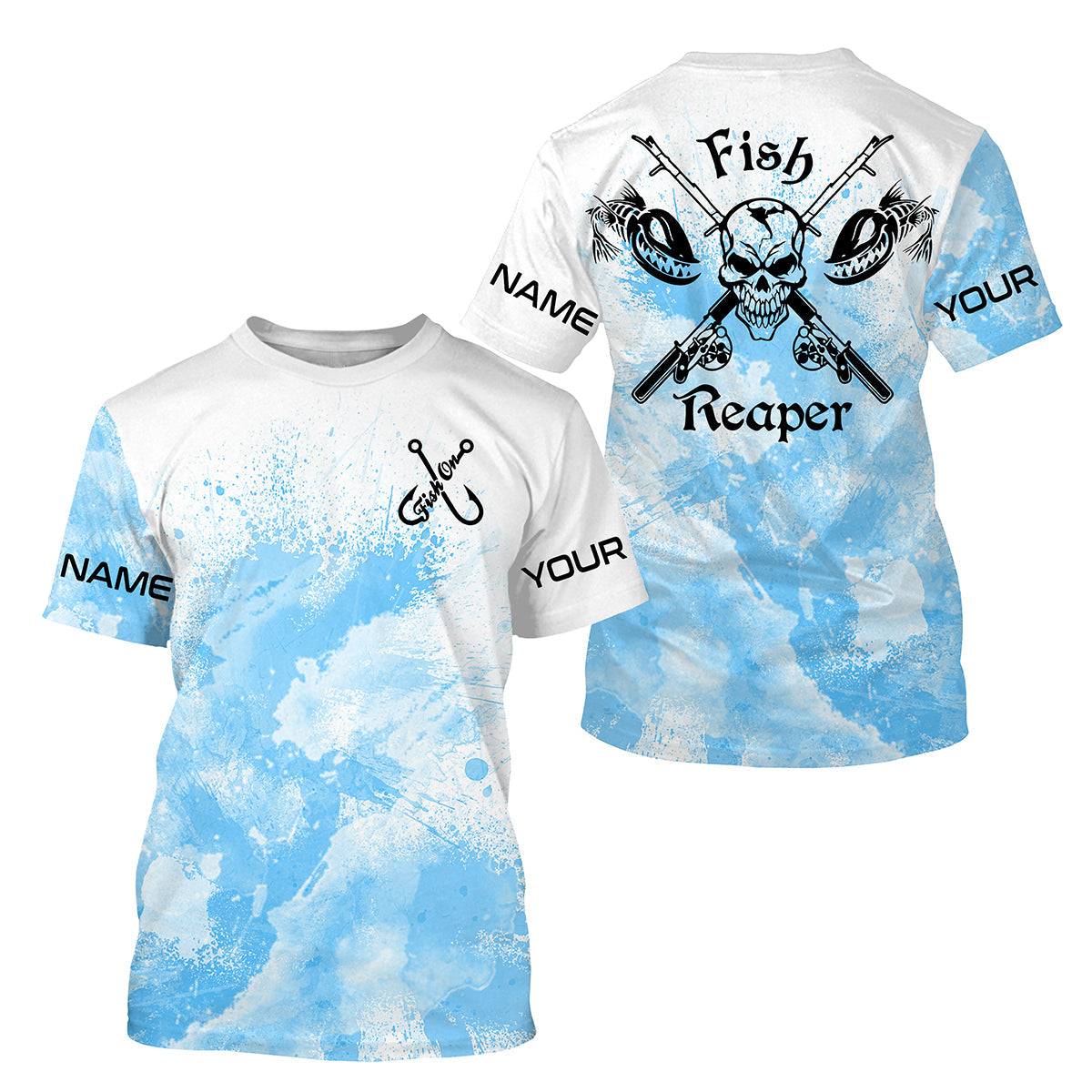 BlueJose Fish On Fish Reaper Custom Name 3D Fishing Shirts